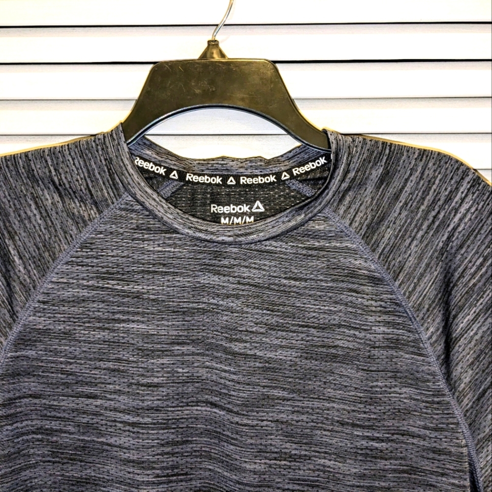 Reebok Space Dye T Shirt Mens Medium Black Gray Short Sleeve Activewear Workout - Picture 4 of 10